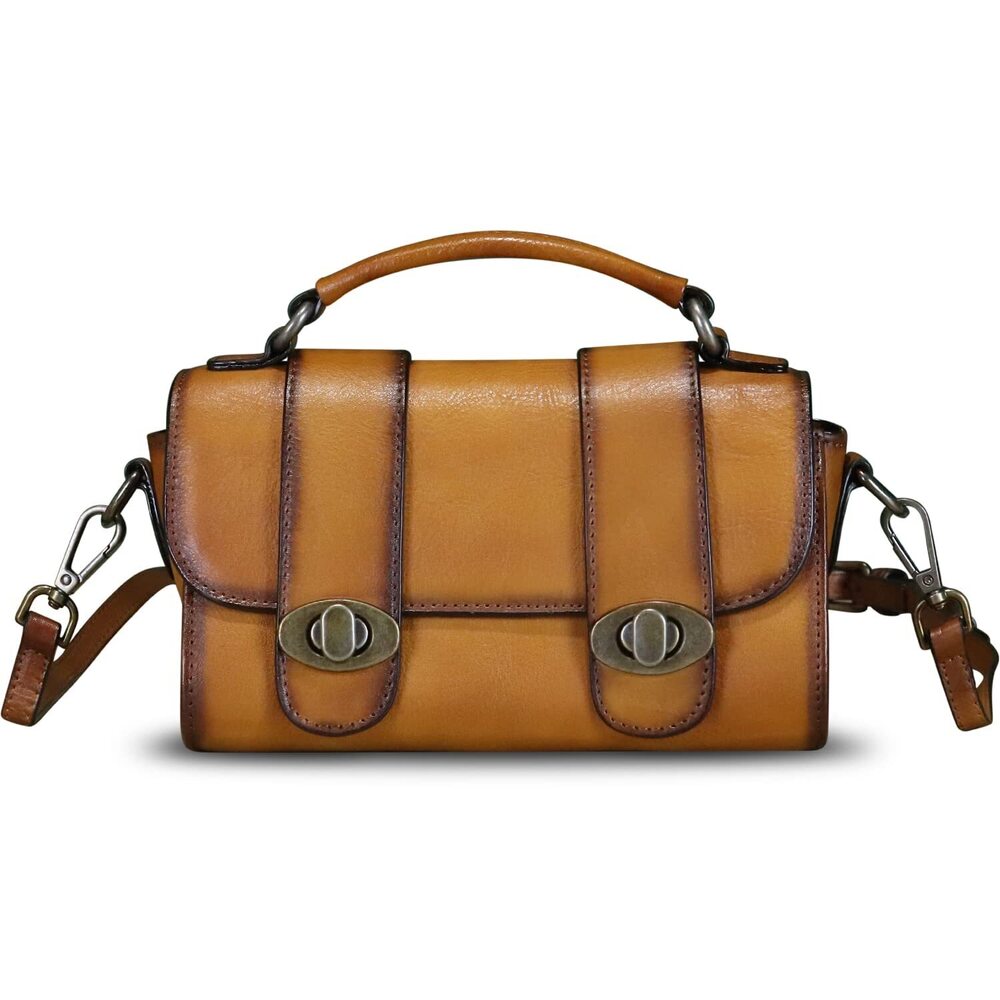 3342 Leather Satchel Vintage Purse Handmade Handbag Retro Crossbody Bag